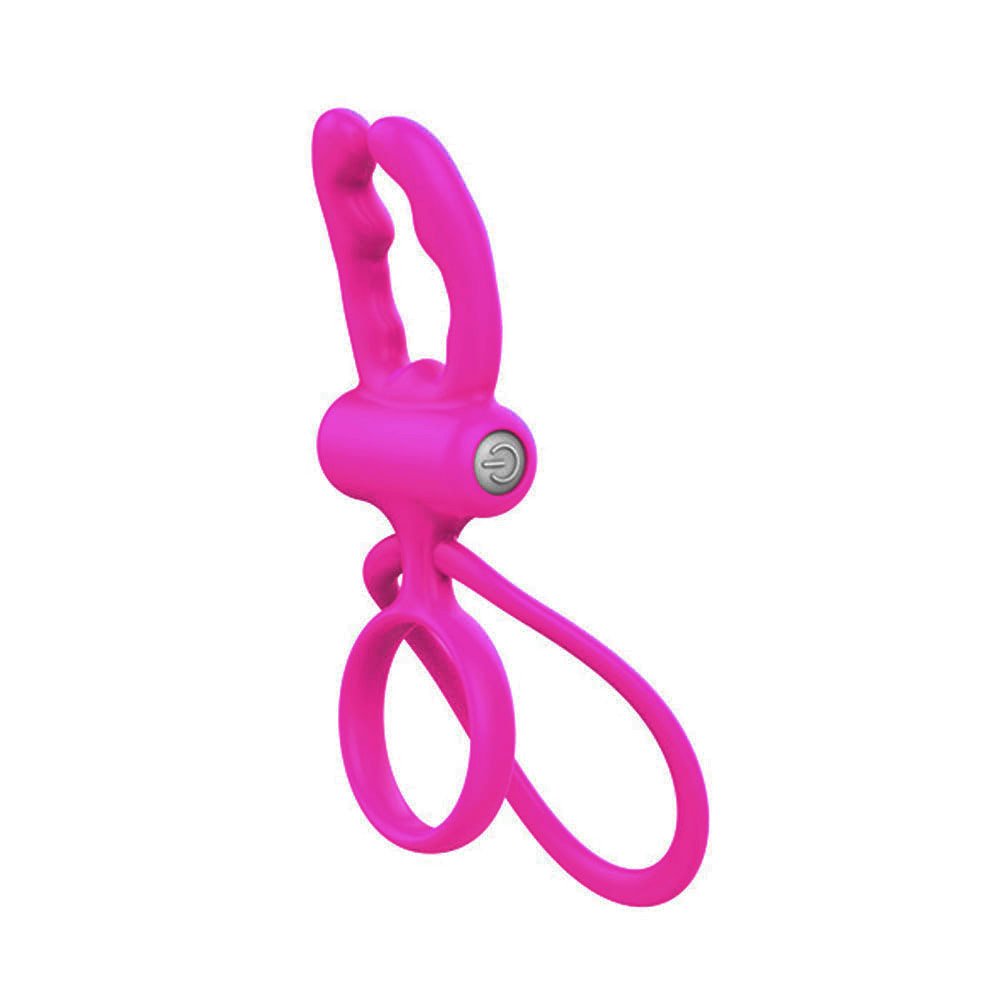 AN005-PINK Anel peniano com argola para testículo com vibração feito em silicone cirúrgico e ABS - YOUVIBE