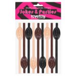 Kit com 9 Canudos Vagina Original Pussy Straws Bege Marrom Preto- LOVETOY
