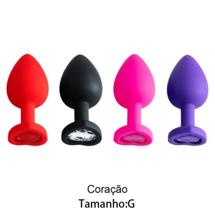 Plug Jóia em Silicone Vermelho com Base em Formato de Coração - Tamanho G - VIPMIX