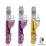 Vibrador rotativo recarregável vai e vem com estimulador clitoriano borboleta