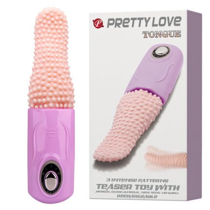 Estimulador em formato de língua com 3 modos de vibração e rotação - PRETTY LOVE