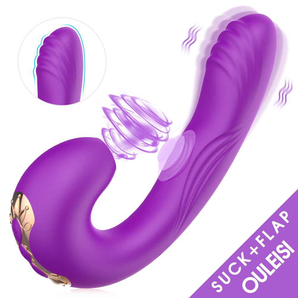 ES021-ROXO Estimulador clitoriano recarregável com penetrador ponto g - OLENA