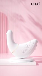 Vibrador, recarregável. Com pontas duplas, possui 10 modos de vibração e textura massageadoras com toque macio e aveludado - LILO - Imagem 2