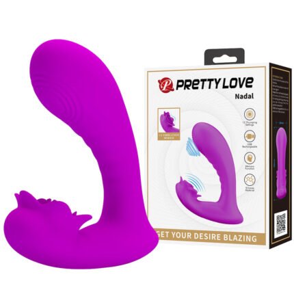 Vibrador com Estimulador Clitoriano com 12 modos de vibração e 12 modos de tapa - Nadal - PRETTY LOVE
