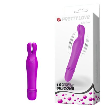 Mini vibrador com carinha de coelho e orelhas
