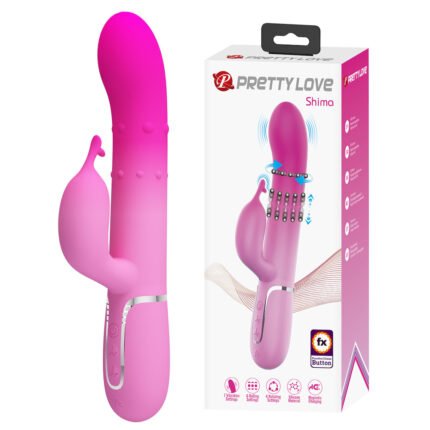 Vibrador Rabbit Recarregável com Esferas e Estimulador Clitoriano - Shima - PRETTY LOVE