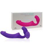 Penetrador strapless recarregável com plug vaginal