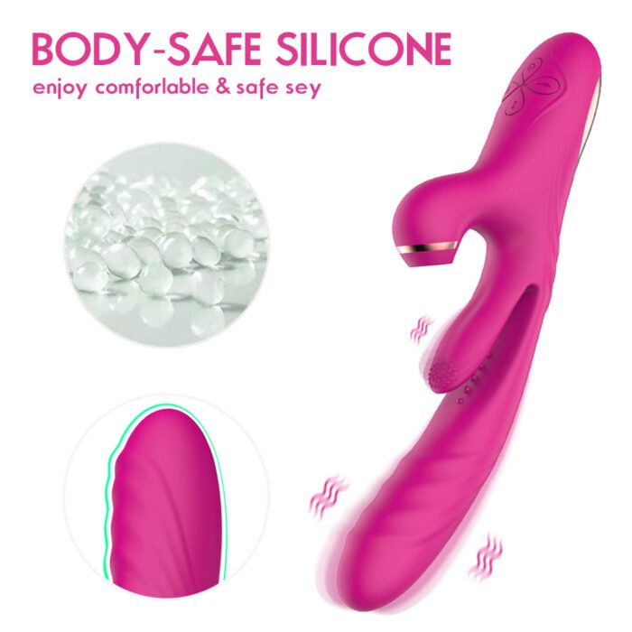 Vibrador Recarregável em Silicone Cirúrgico com 7 modos de vibração e 7 modos de vai e vem na ponta,7 modos de pulsação no estimulador de Clitóris e 7 modos de vibração no segundo estimulador - OLENA - Imagem 2