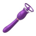 Vibrador de ponto G. Possui sugador de clitóris com língua estimuladora